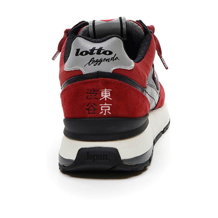 Red / Grey Lotto Tokyo Shibuya Block Men's Sneakers | Lotto-10019