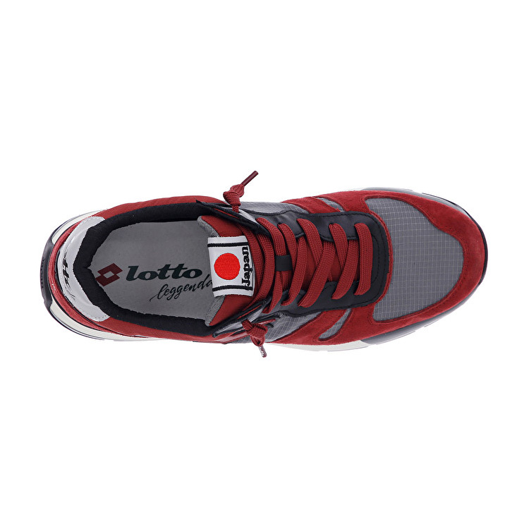 Red / Grey Lotto Tokyo Shibuya Block Men's Sneakers | Lotto-10019