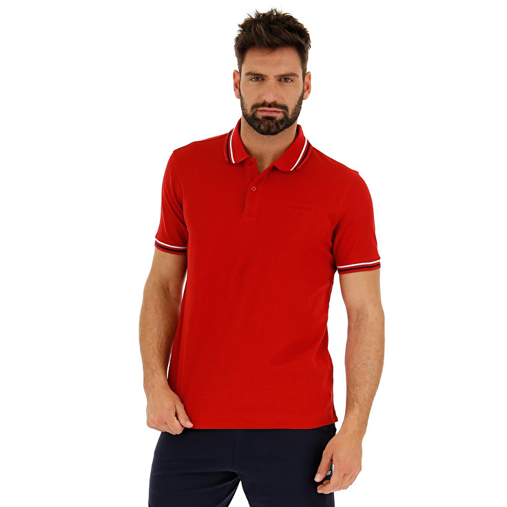 Red Lotto Classica Men\'s Polo Shirts | Lotto-14378