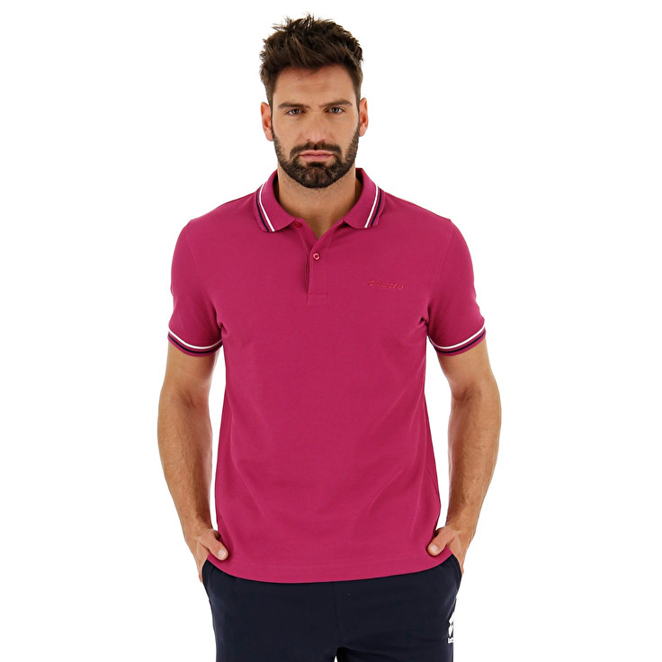 Red Lotto Classica Men\'s Polo Shirts | Lotto-77063