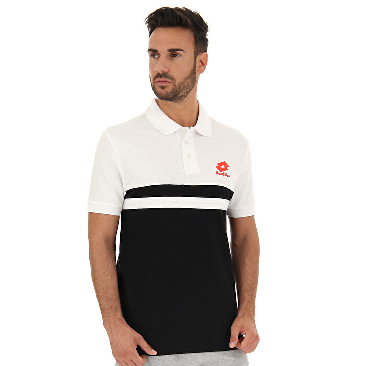 White / Black Lotto Praja Ii Pq Men\'s Polo Shirts | Lotto-20209