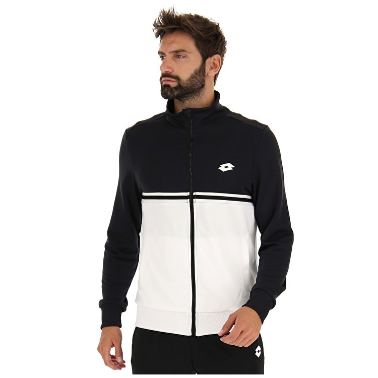 White / Black Lotto Squadra Ii Sweat Fz Pl Men\'s Jackets | Lotto-27740