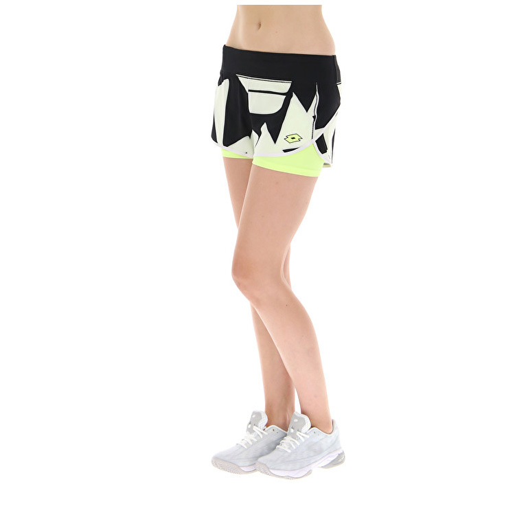 White / Black Lotto Top Ten W Iii Prt2 Pl Women's Shorts | Lotto-47350