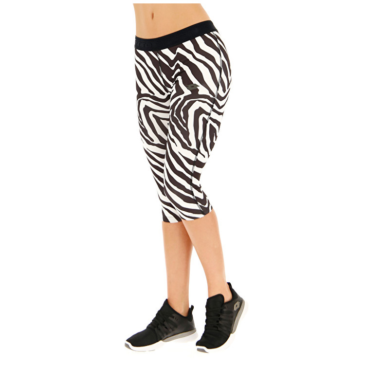 White / Black Lotto Vabene W Mid Women\'s Leggings | Lotto-84523