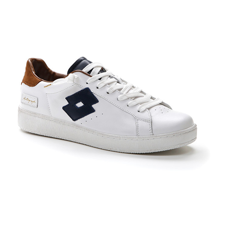 White / Blue / Brown Lotto Autograph Block Men's Sneakers | Lotto-41401