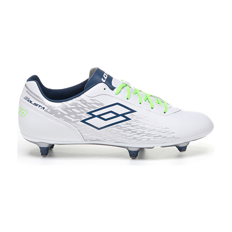 White / Blue / Green Lotto Solista 700 Sg6 Men\'s Soccer Shoes | Lotto-66313