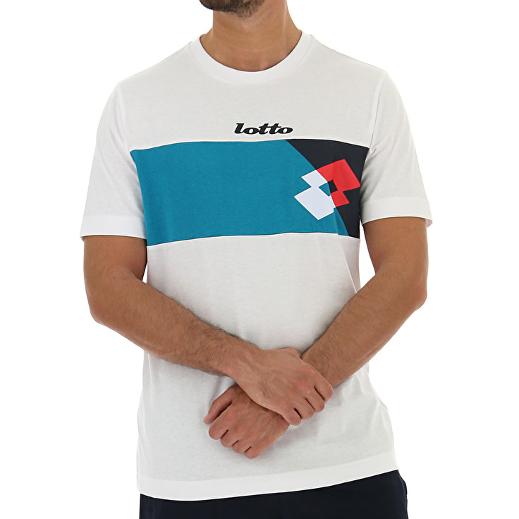 White / Blue Lotto Athletica Optical Js Men's T Shirts | Lotto-30714