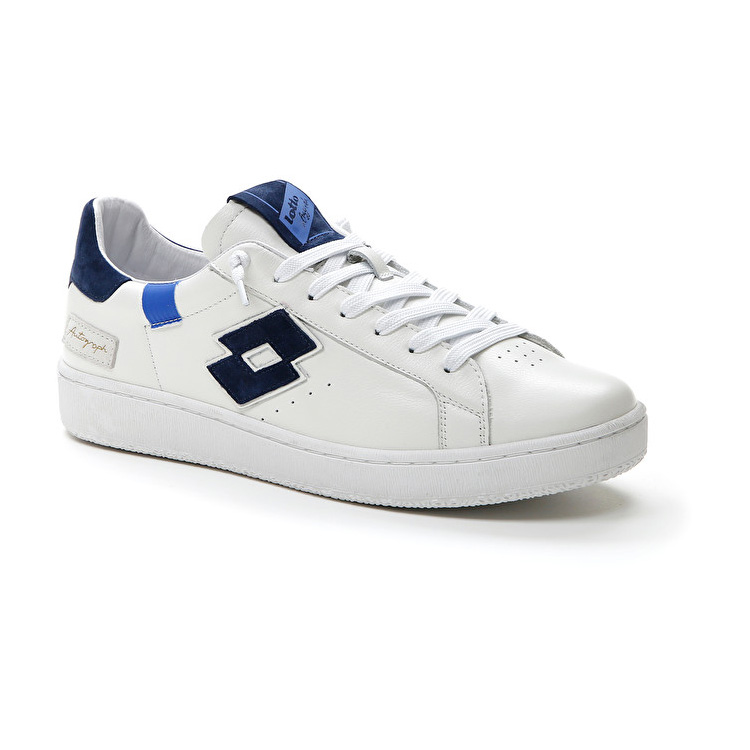 White / Blue Lotto Autograph Block Men's Sneakers | Lotto-64563