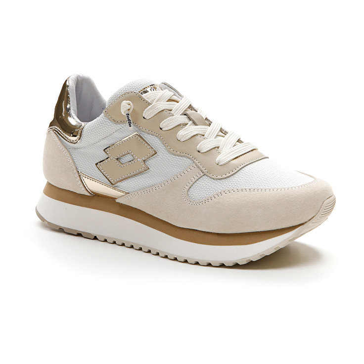 White / Brown Lotto Wedge W Women's Sneakers | Lotto-40314