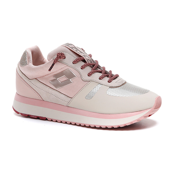 White / Brown / Pink Lotto Tokyo Wedge Tech W Women's Sneakers | Lotto-31708