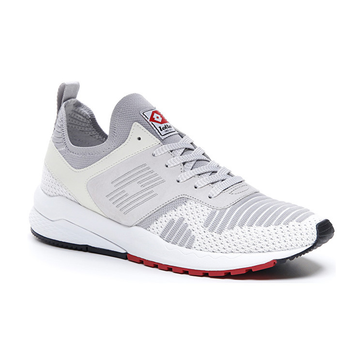 White / Grey Lotto Marathon Knit Men's Sneakers | Lotto-25122