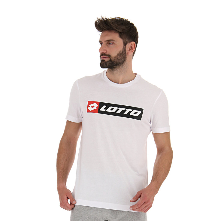 White Lotto Tee Logo Men\'s T Shirts | Lotto-49949