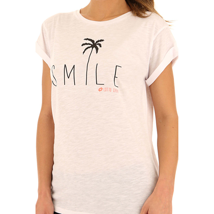 White Lotto Tee Smile W Pl Women's T Shirts | Lotto-37622