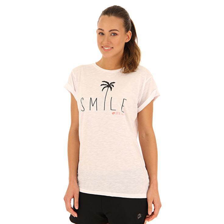 White Lotto Tee Smile W Pl Women\'s T Shirts | Lotto-37622