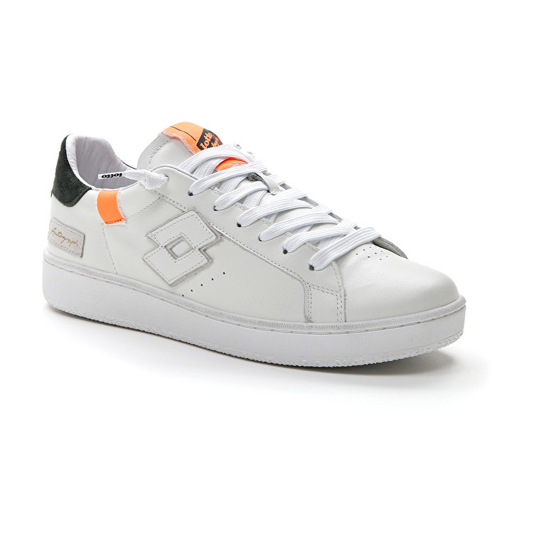 White / Orange / Green Lotto Autograph Block Men's Sneakers | Lotto-58414