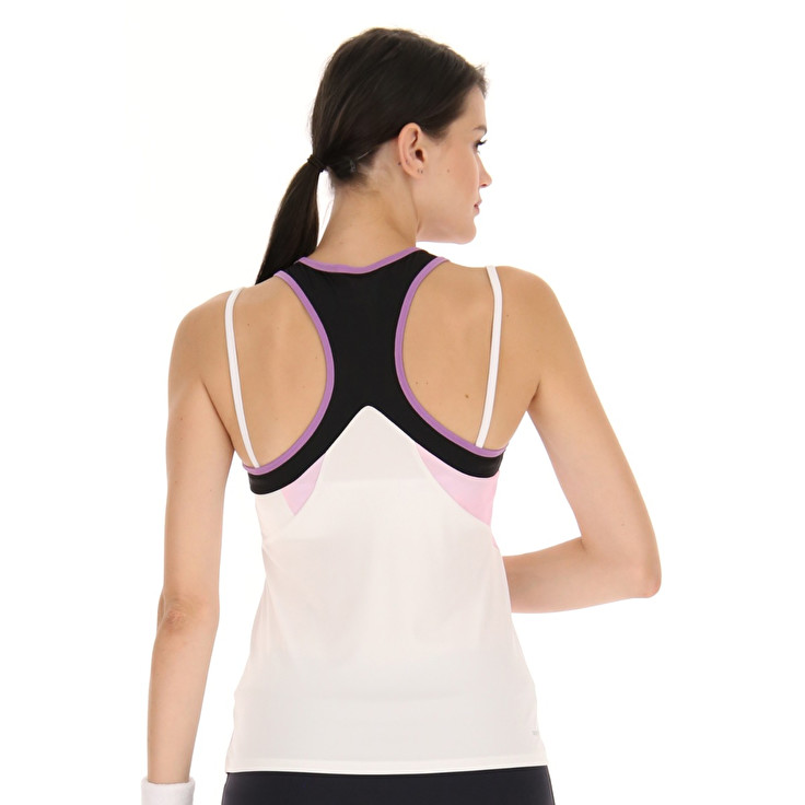 White / Pink Lotto Top Ten W Iii Prt1 Pl Women's Tanks | Lotto-21942