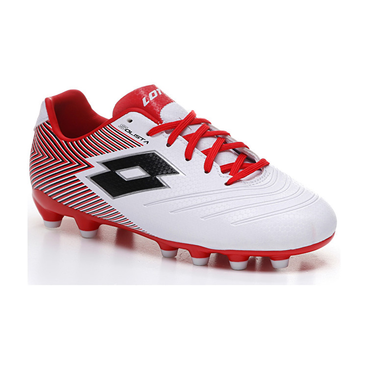 White / Red Lotto Solista 700 Ii Fg Jr Kids' Soccer Shoes | Lotto-62402