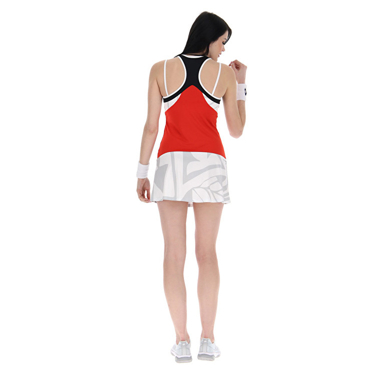 White / Red Lotto Top Ten W Iii Prt2 Pl Women's Dress | Lotto-78406