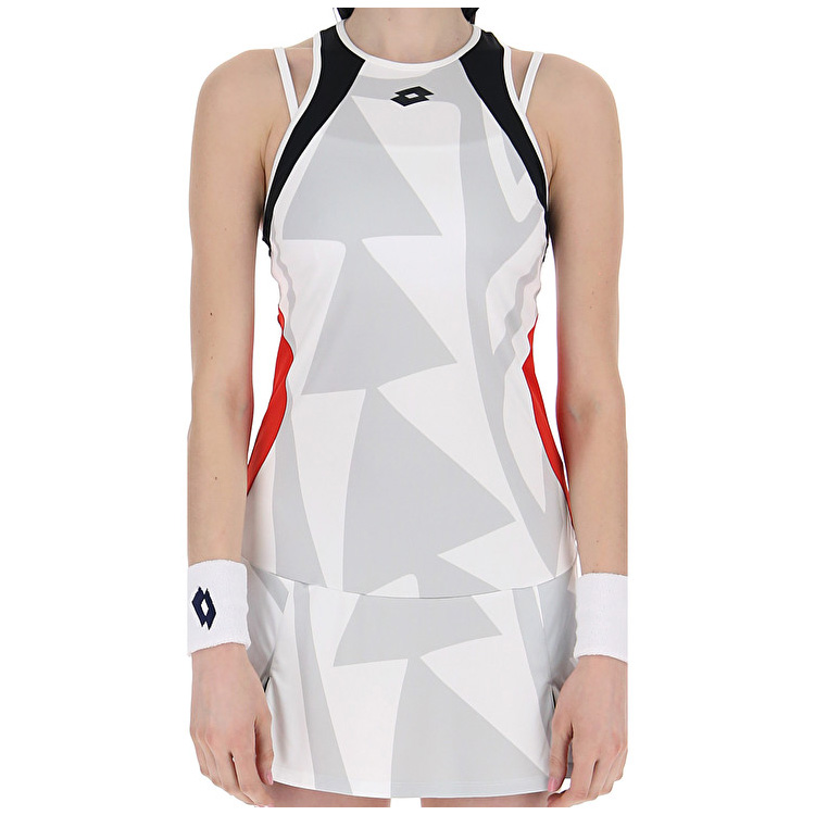 White / Red Lotto Top Ten W Iii Prt2 Pl Women's Dress | Lotto-78406