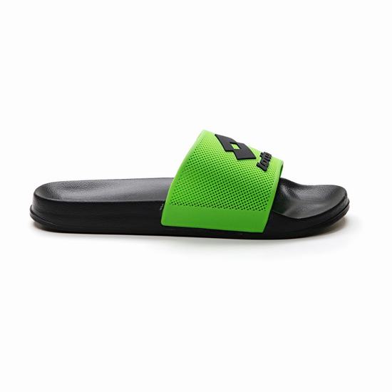 Black / Green Lotto Moku Slide Men's Slippers | Lotto-62635