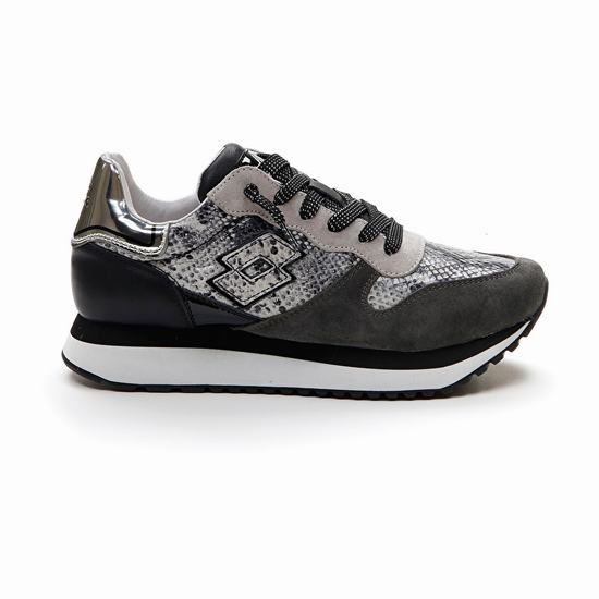 Black / Grey Lotto Wedge Python W Women's Sneakers | Lotto-93257