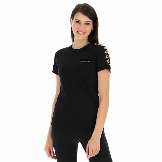 Black Lotto Athletica Classic W Iv Js Women's T Shirts | Lotto-57290