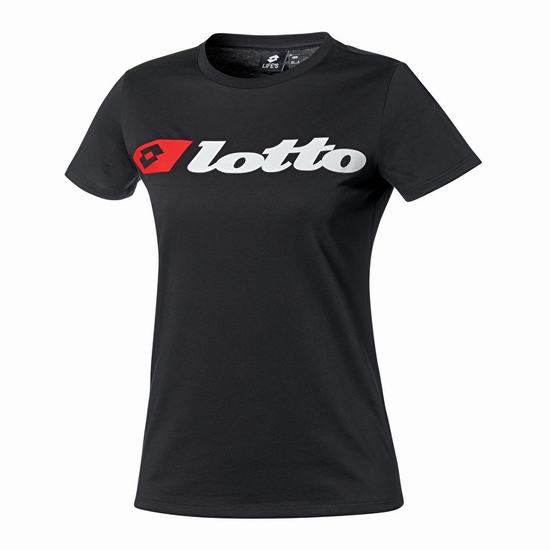 Black Lotto Athletica Due W Logo Women's T Shirts | Lotto-11296