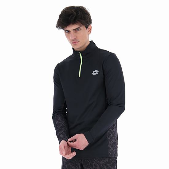 Black Lotto Run&fit Sweat Hz Pl Men's Jackets | Lotto-47460