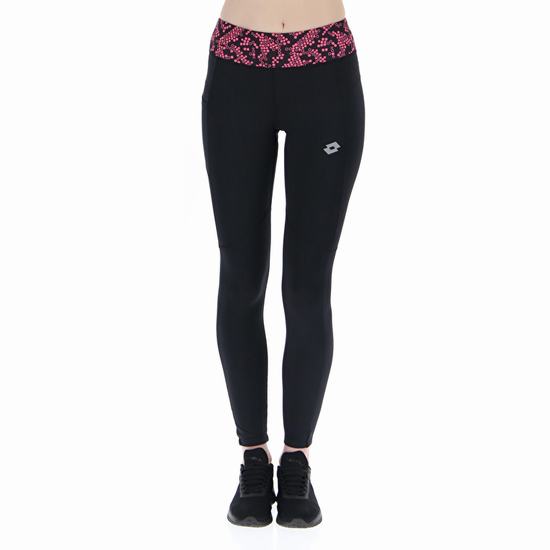 Black Lotto Run&fit W Pkt Prt4 Pl Women's Leggings | Lotto-92710