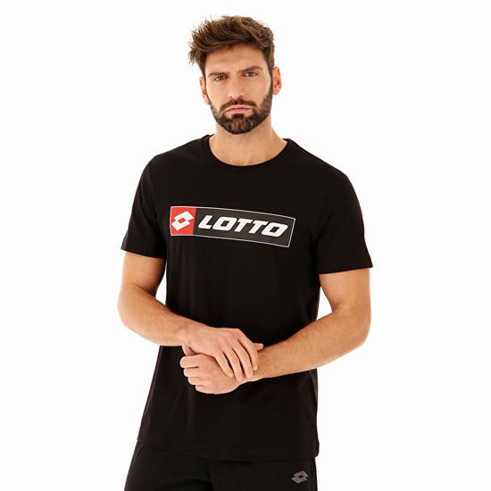 Black Lotto Tee Logo Js Men's T Shirts | Lotto-70249