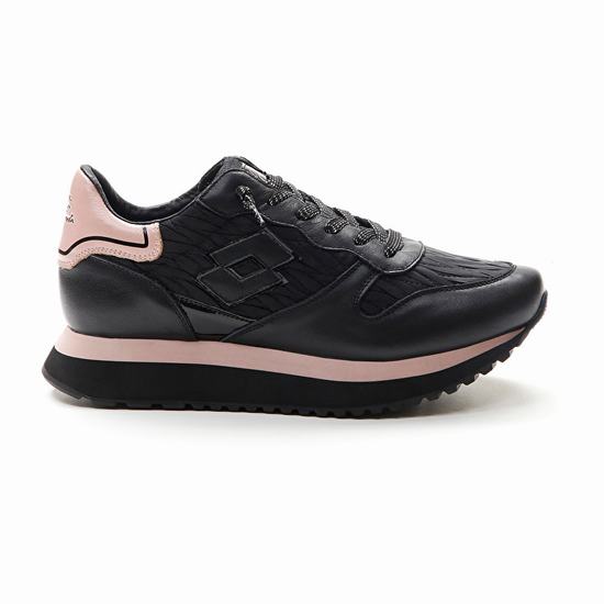 Black / Pink Lotto Wedge Wrinkles W Women's Sneakers | Lotto-54538