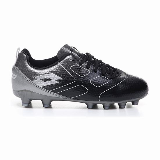 Black / Silver Lotto Maestro 700 Fg Jr Kids' Soccer Shoes | Lotto-65143