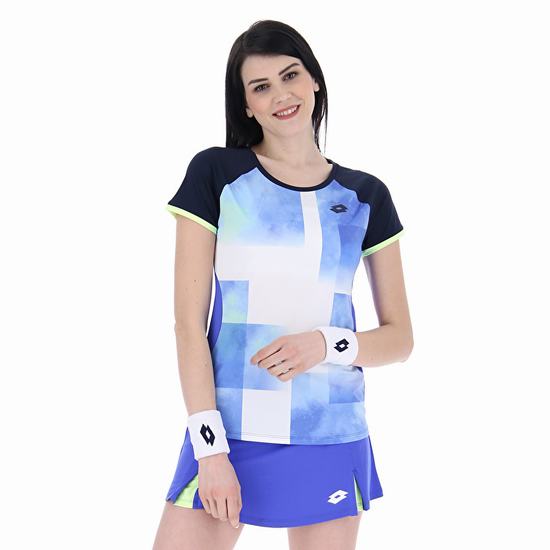 Blue / White Lotto Top Ten W Iii Prt1 Pl Women's T Shirts | Lotto-93133