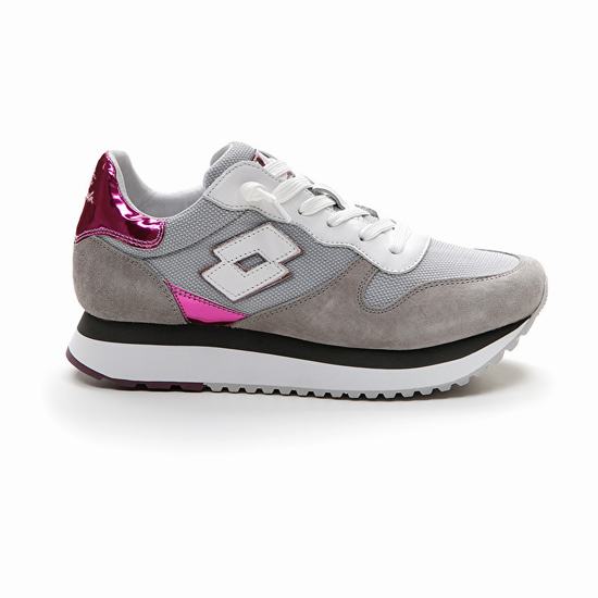 Grey / White / Pink Lotto Wedge W Women's Sneakers | Lotto-73067