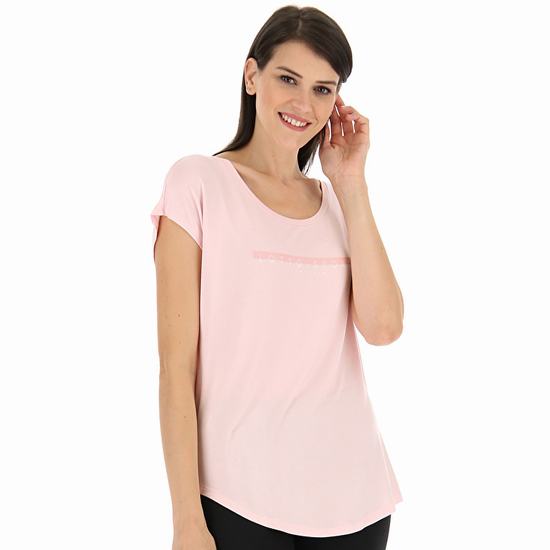 Pink Lotto Dinamico W V Vi Women's T Shirts | Lotto-62108