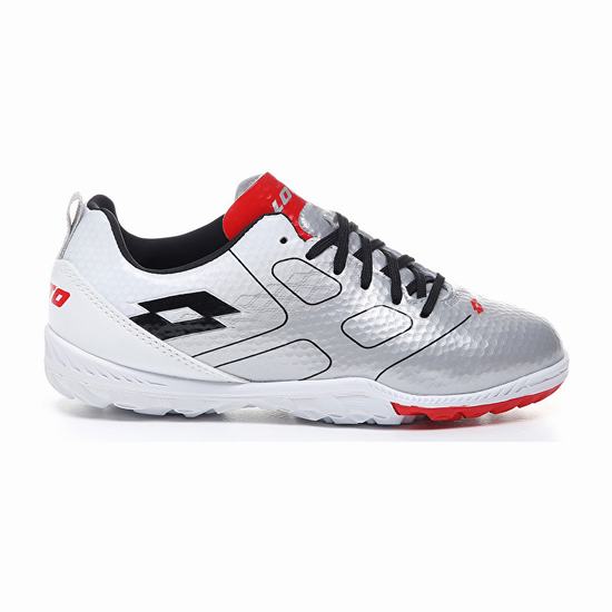 Silver / White / Black / Red Lotto Maestro 700 Tf Jr Kids' Soccer Shoes | Lotto-46776