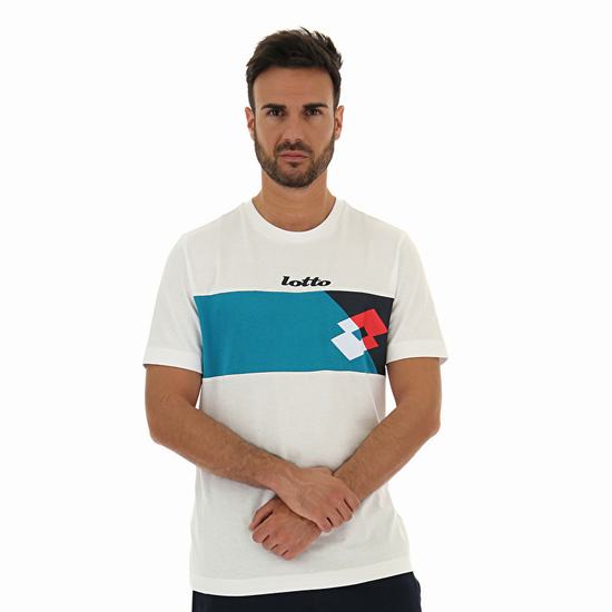 White / Blue Lotto Athletica Optical Js Men's T Shirts | Lotto-30714