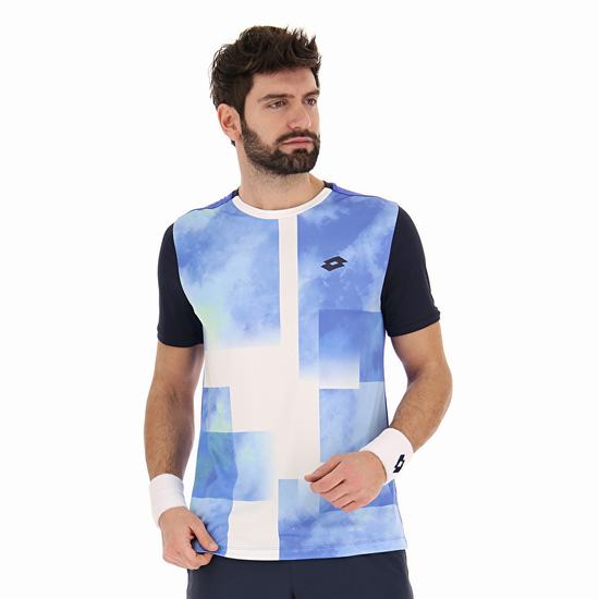 White / Blue Lotto Top Ten Iii Prt1 Pl Men's T Shirts | Lotto-28327