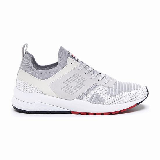 White / Grey Lotto Marathon Knit Men's Sneakers | Lotto-25122