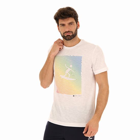 White Lotto Tee Beach Backside Men's T Shirts | Lotto-70515