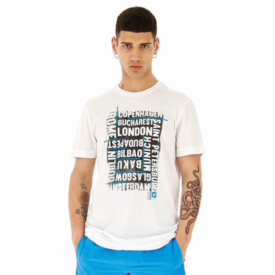 White Lotto Tee Europe Js Men's T Shirts | Lotto-59391